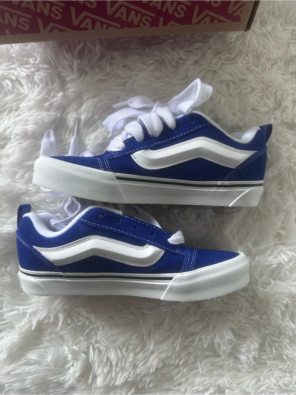 NEW Vans KNU SKOOL Kids Blue Skate-Style Sneakers with White Stripe size 3